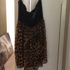 Black cheetah strapless dress